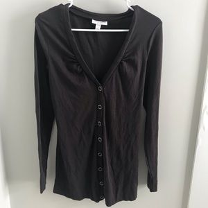 Liz Lange Chocolate Brown Button Cardigan